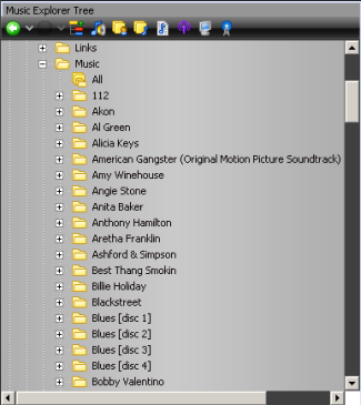 Eksempel på MediaMonkey Music Tree