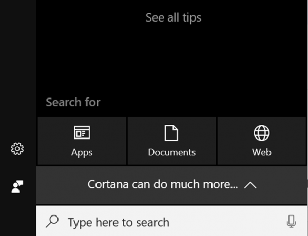 Cortana på pc-hovedskærm