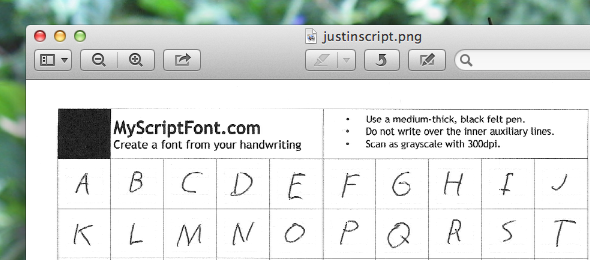 kursiv håndskrift font