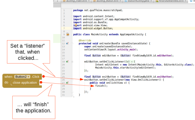 android oprette app androidstudio screen1-kode