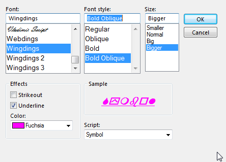 Valg af font betinget formatering af Outlook