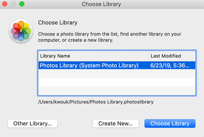 Valg af placering til macOS Photos Library