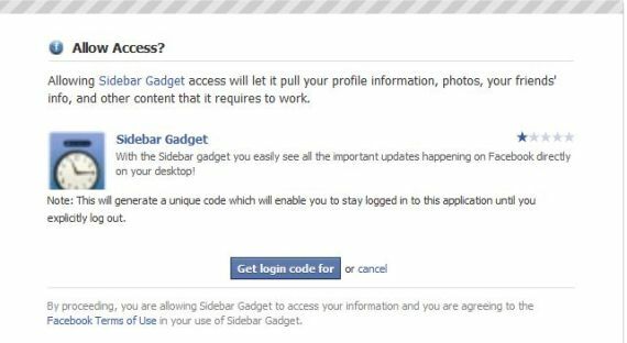 facebook login sidebjælke