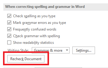 Sådan stave og grammatik tjekkes i Microsoft Word ms Word-kontrol igen