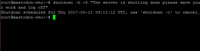 linux terminal shutdown kommandoer genstart