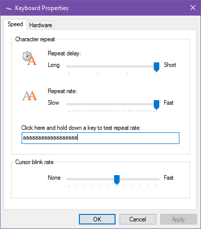 tastatur-egenskaber-kontrolpanel-repeat-rate-forsinkelse