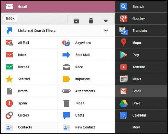 Sort menu: Få adgang til alle Google-tjenester i en enkelt menu [Chrome] Gmail-udvidelsesmenu