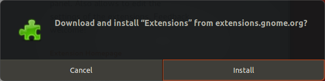 Download og installer besked til GNOME Shell-udvidelse