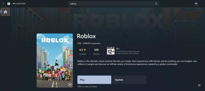 Roblox Microsoft Store App Liste på Windows