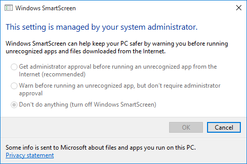 Windows 10 SmartScreen-indstillinger