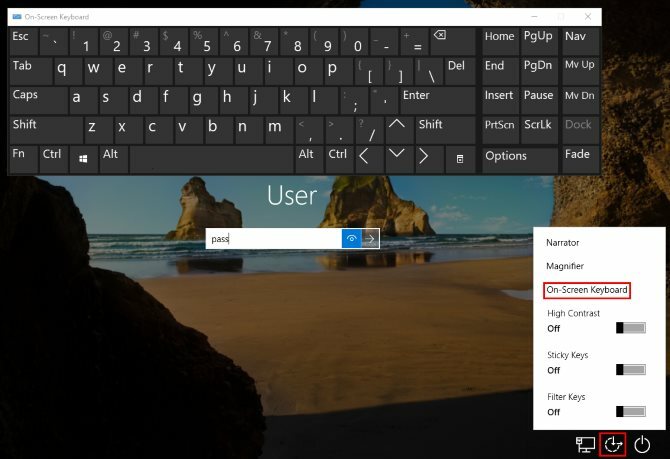 Sådan logger du ind i Windows uden et tastatur Windows Log ind uden tastatur
