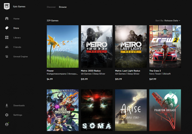 Epic Games Store-vindue