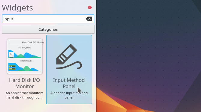 kde inputmetode panel