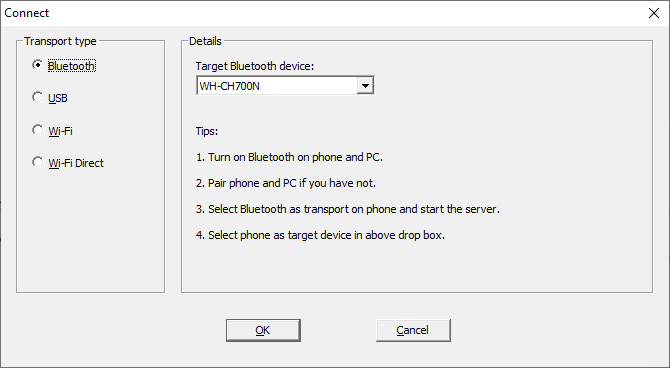 WO Mic Windows skærmbillede