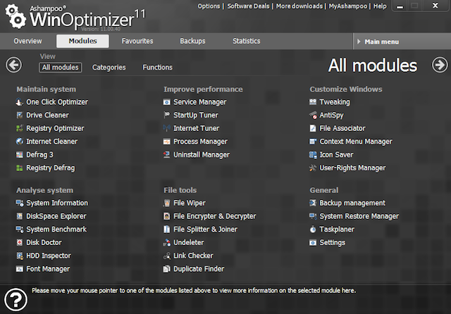 WinOptimizer-moduler