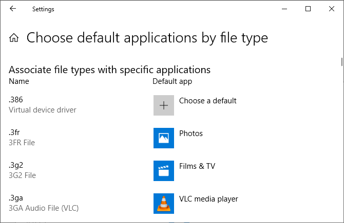 Windows 10 vælger standard apps efter filtype