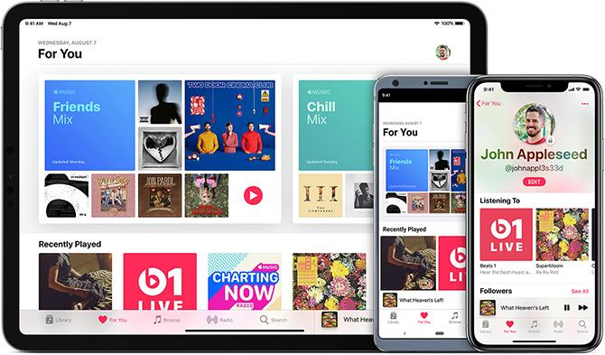 Et billede af Apple Music-abonnementet på forskellige enheder