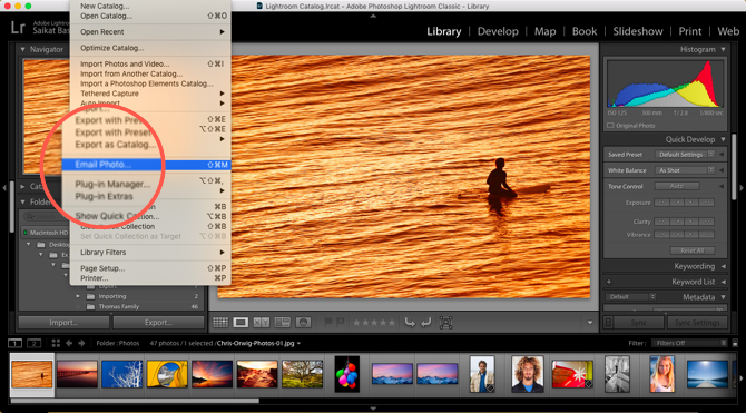 Lightroom e-mail-fotos
